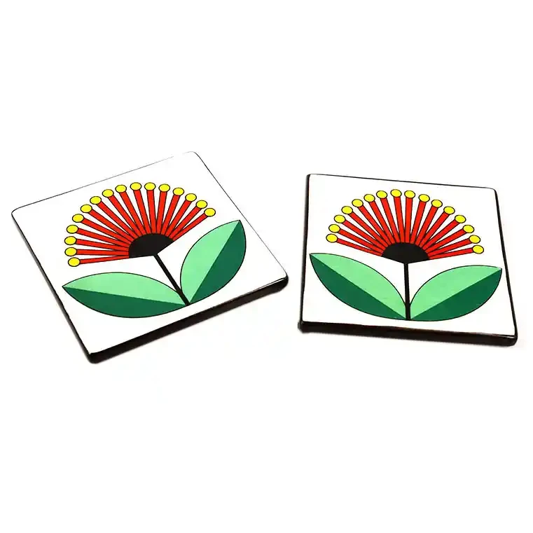 Ceramic pohutukawa coasters