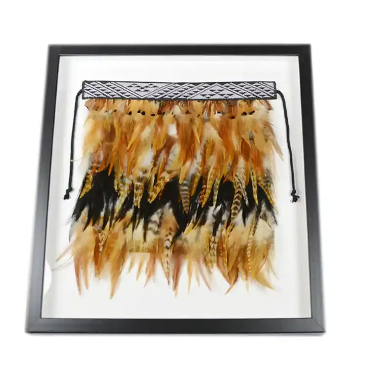 Framed Māori feather cloak