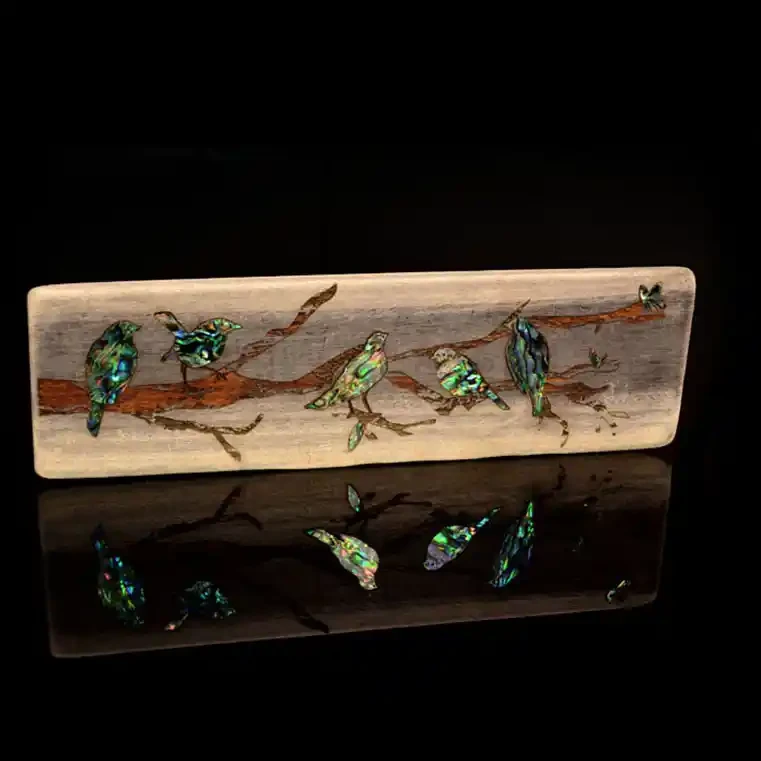 Recycled wood with birds