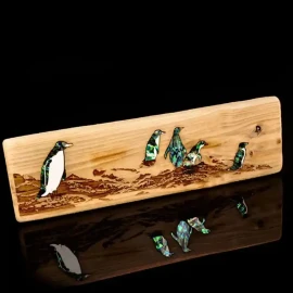 Recycled wood with penguins