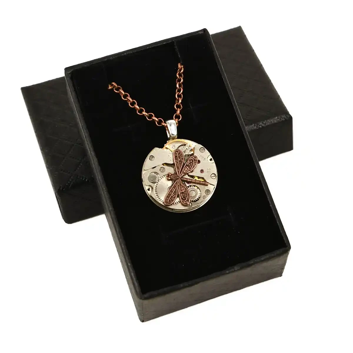 Steampunk copper dragonfly pendant
