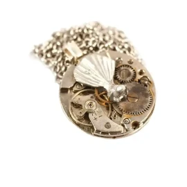 Steampunk silver fantail pendant
