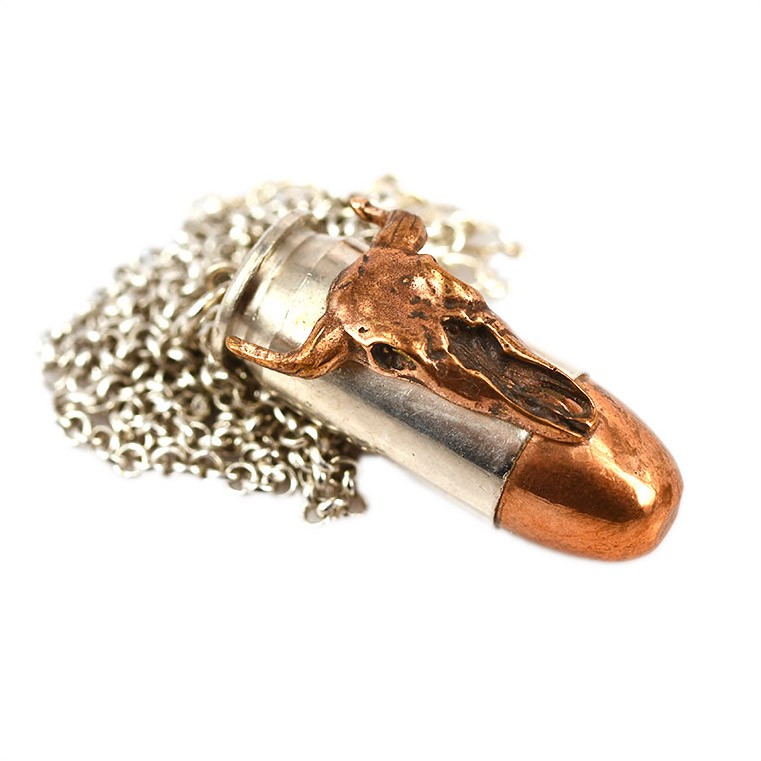 Longhorn skull bullet pendant