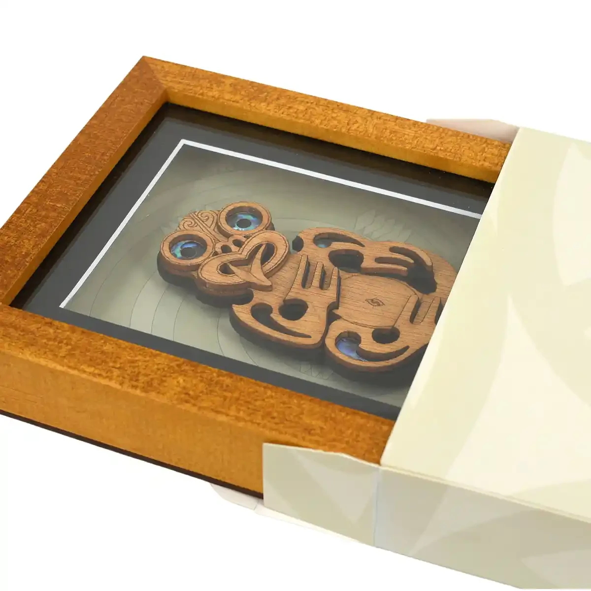 Contemporary Māori art. Framed Māori tiki, medium