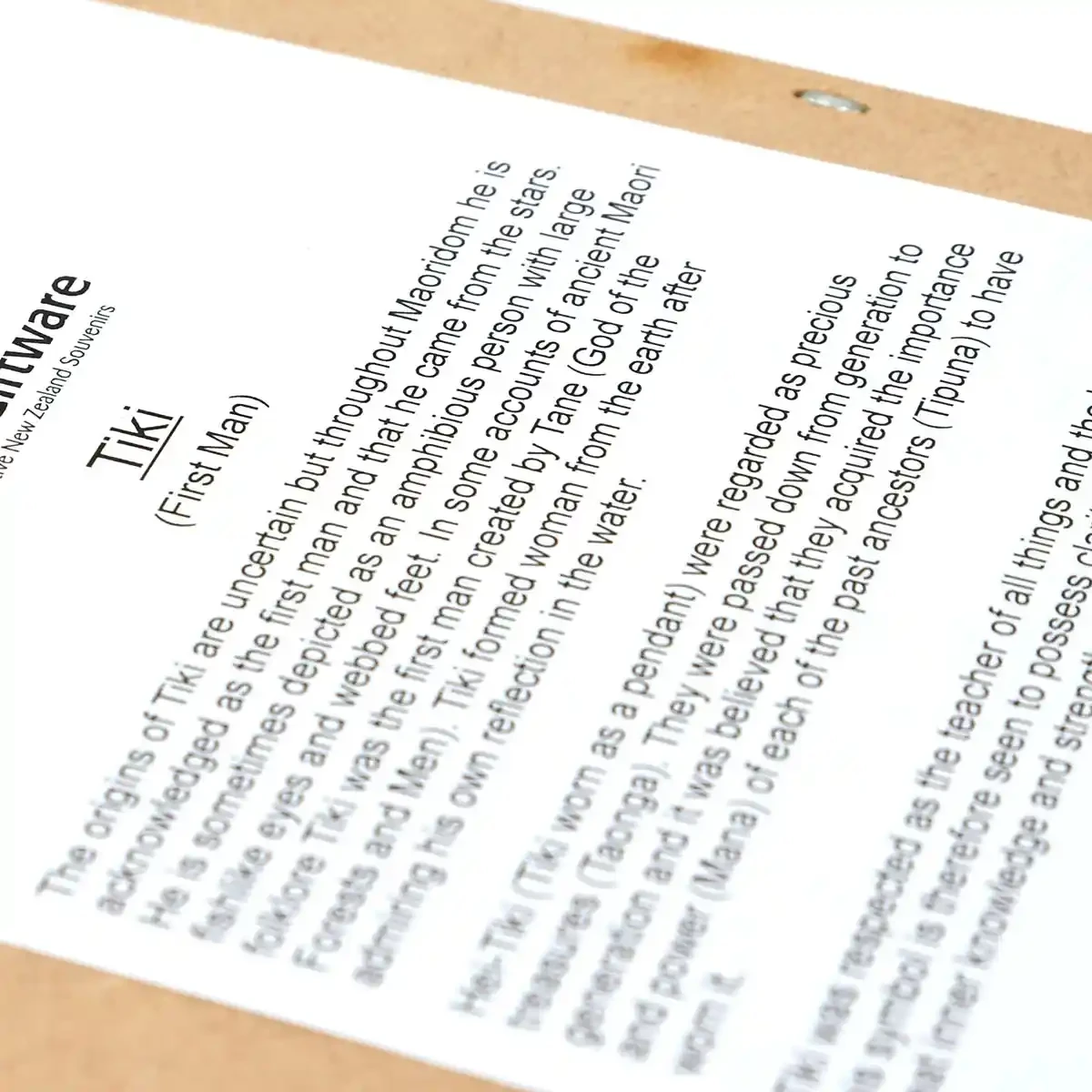 Contemporary Māori art. Framed Māori tiki, kauri. Small.