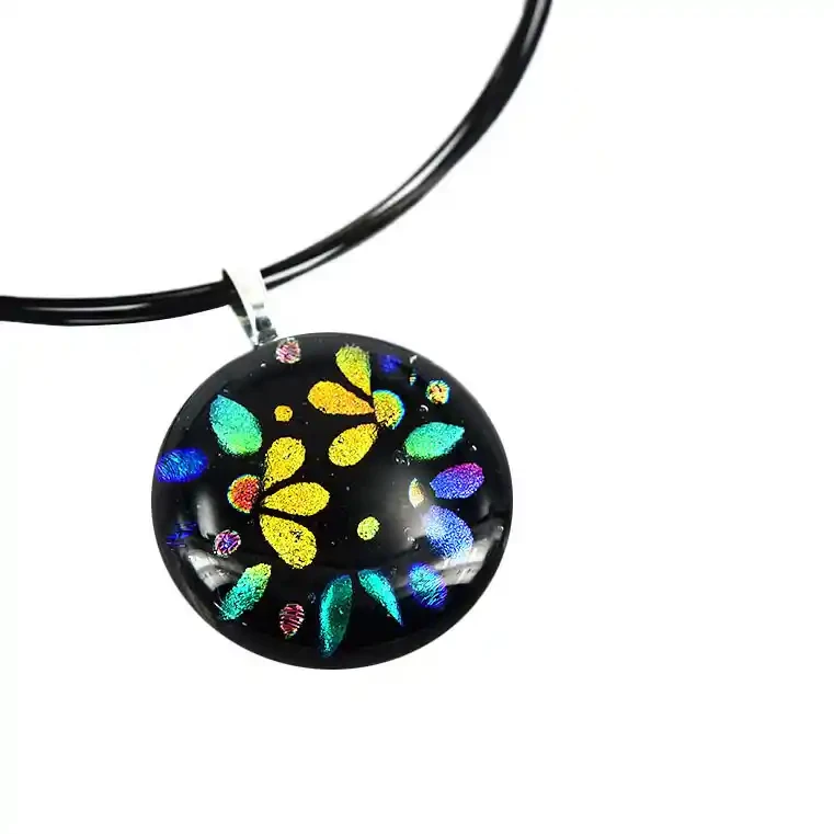 Round flower glass pendant