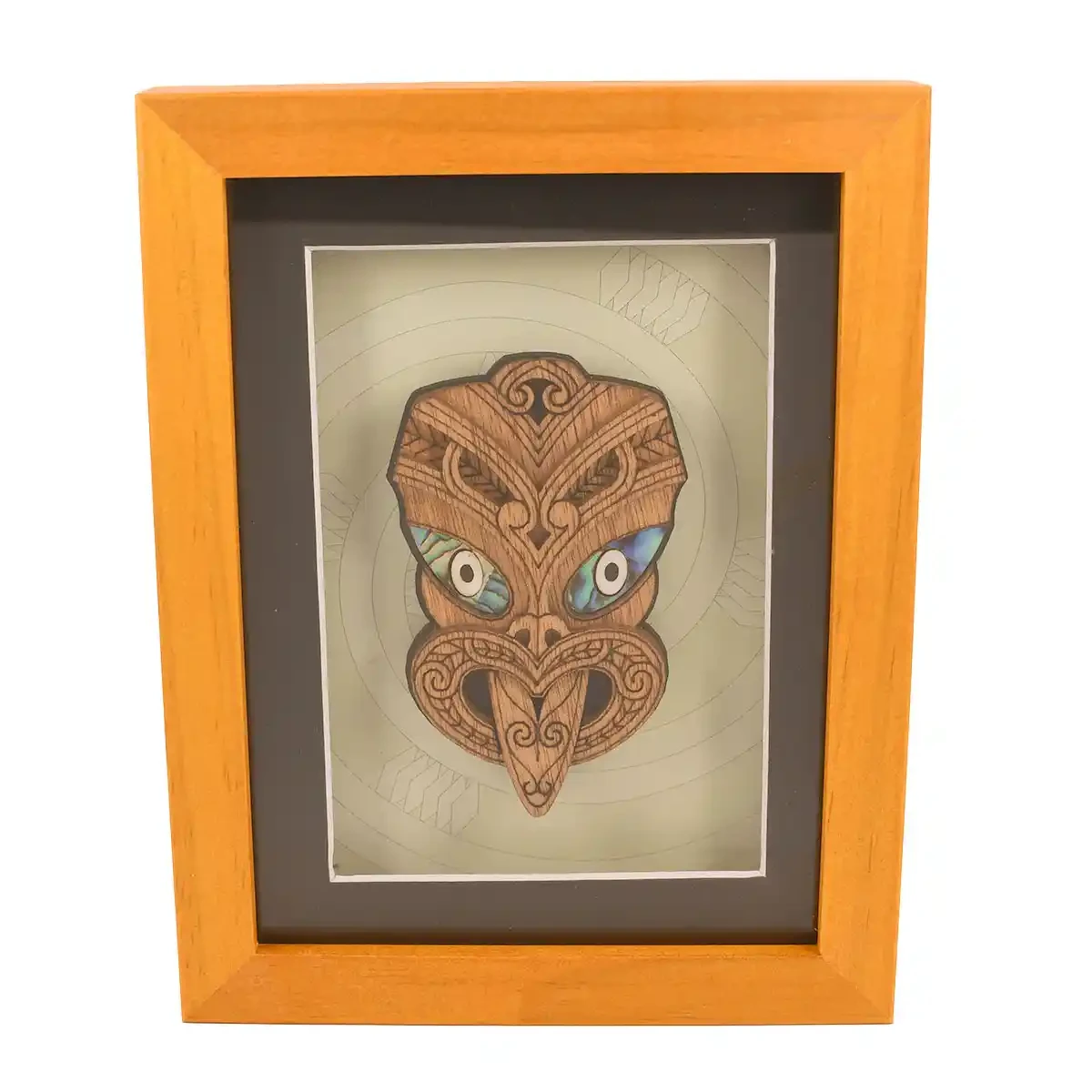Contemporary Māori art. Framed Māori wheku, medium