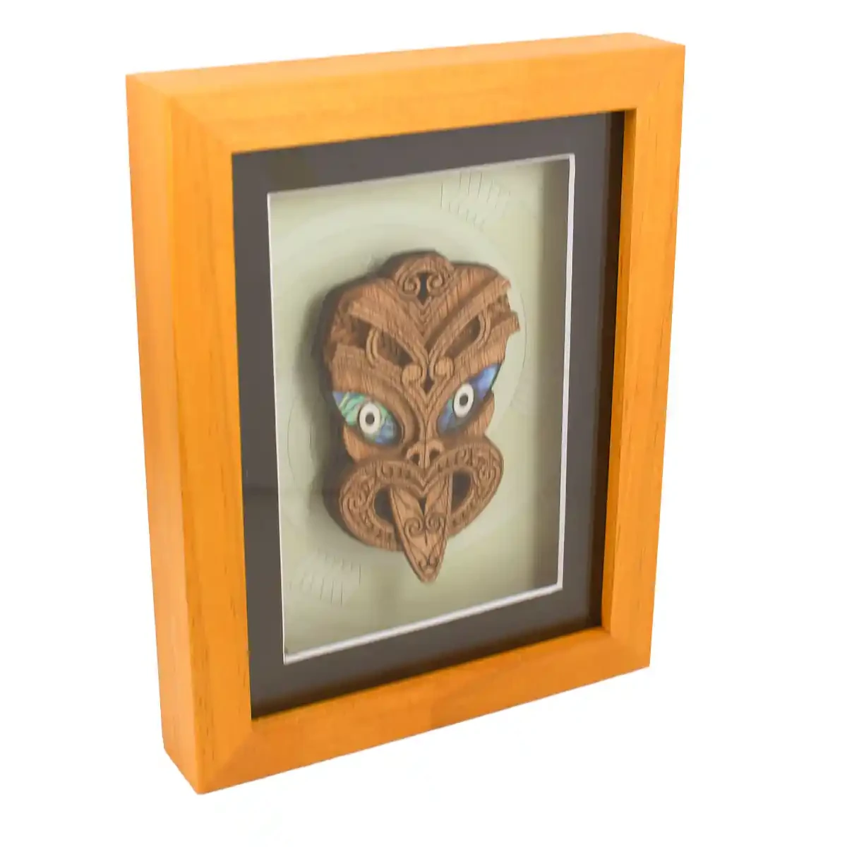 Contemporary Māori art. Framed Māori wheku, medium