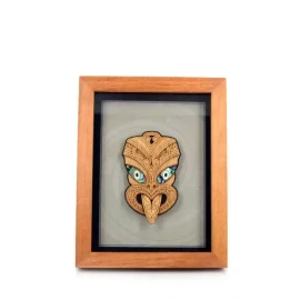 Contemporary Māori art. Framed Māori wheku, small