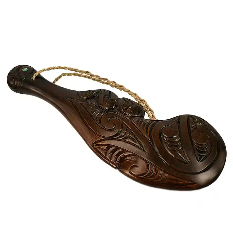 Carved wooden wahaika club