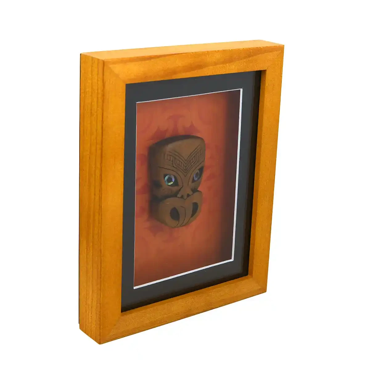 Framed Māori wheku wall decoration
