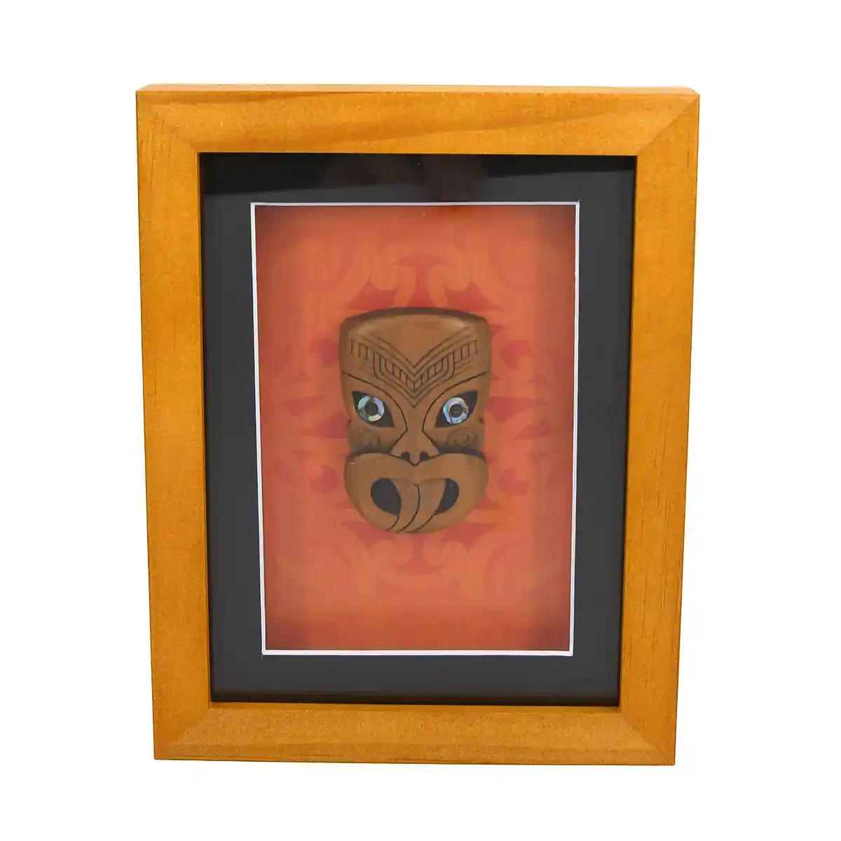 Framed Māori wheku wall decoration