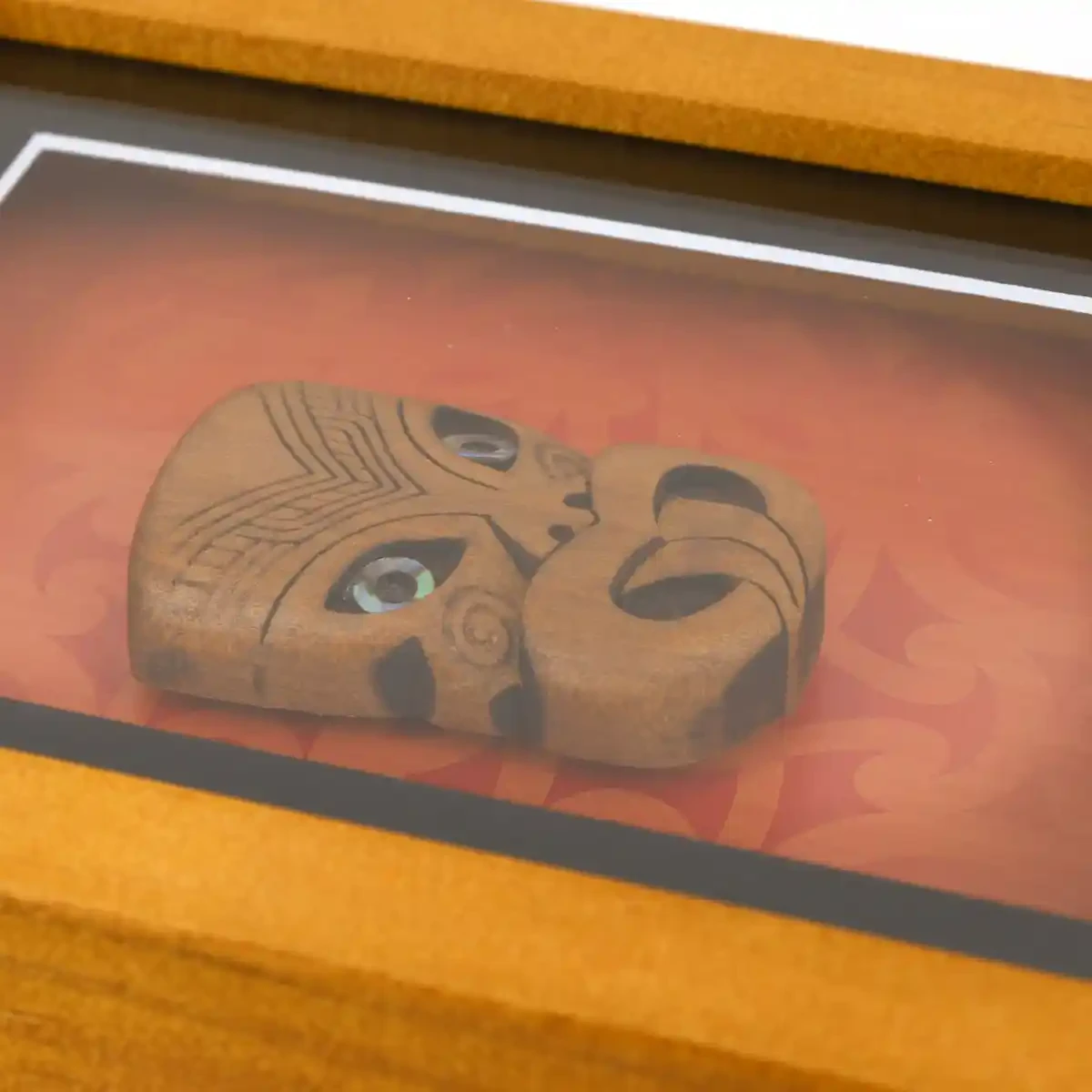 Framed Māori wheku wall decoration