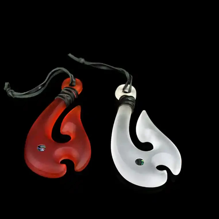 Māori glass fishhooks, frosted finish