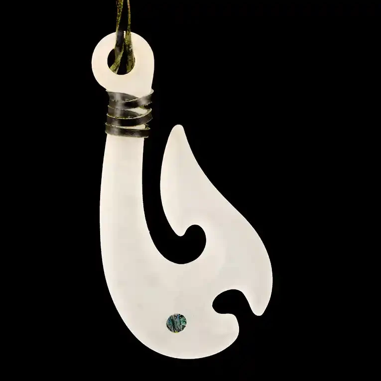 Māori glass fishhooks, frosted finish