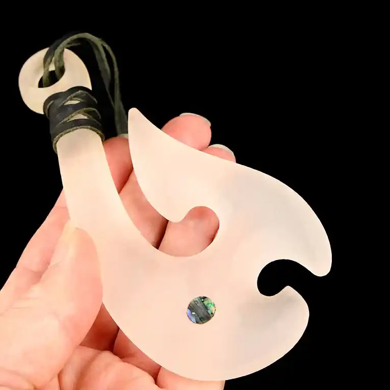 Māori glass fishhooks, frosted finish