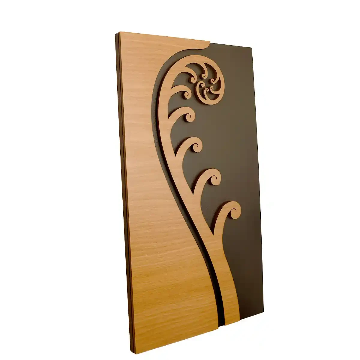 Māori wall art. Koru wall hanger from rimu veneer