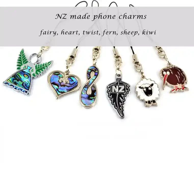 Phone charms with paua inlay