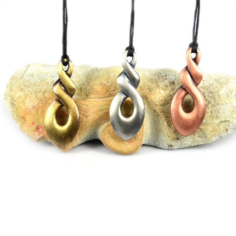 Triple twist zinc pendants