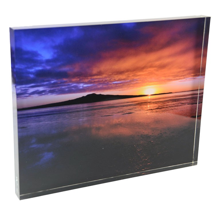 Acrylic photoblock 'Rangitoto Sunrise'