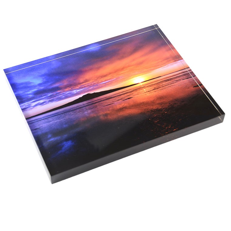 Acrylic photoblock 'Rangitoto Sunrise'