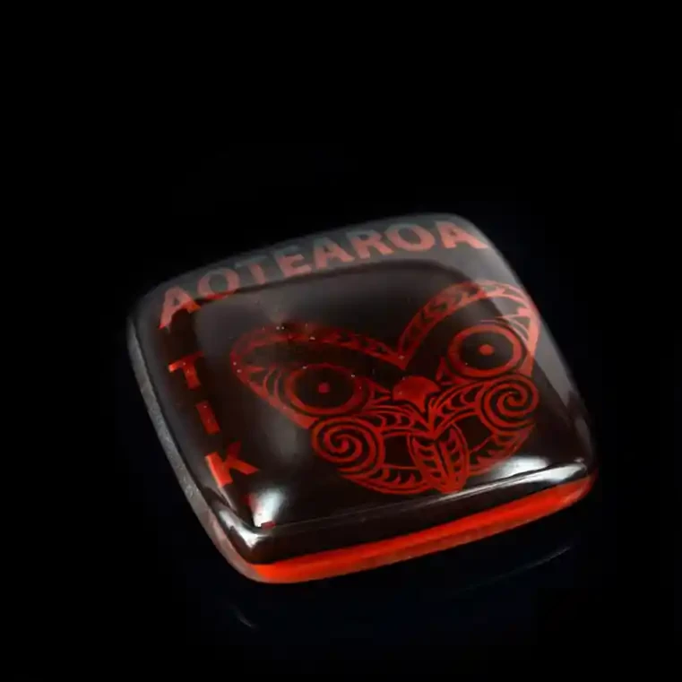 Aotearoa tiki glass note weights. Kiwiana glass