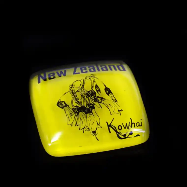 Kowhai glass note weights. Kiwiana glass