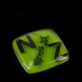 NZ map glass note weights. Kiwiana glass