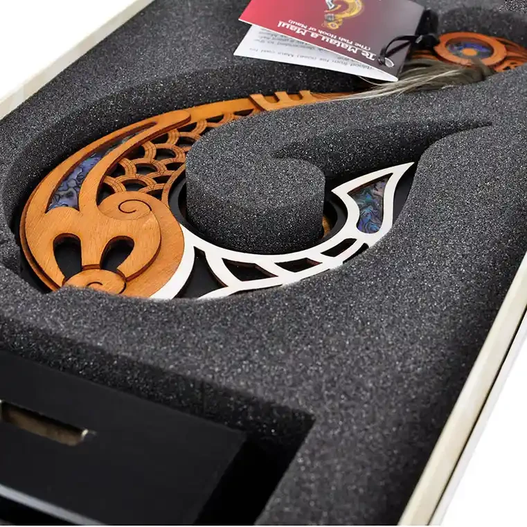 Large Māori fishhook trophy with engraving