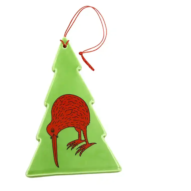 Ceramic Xmas trees with kiwi icons