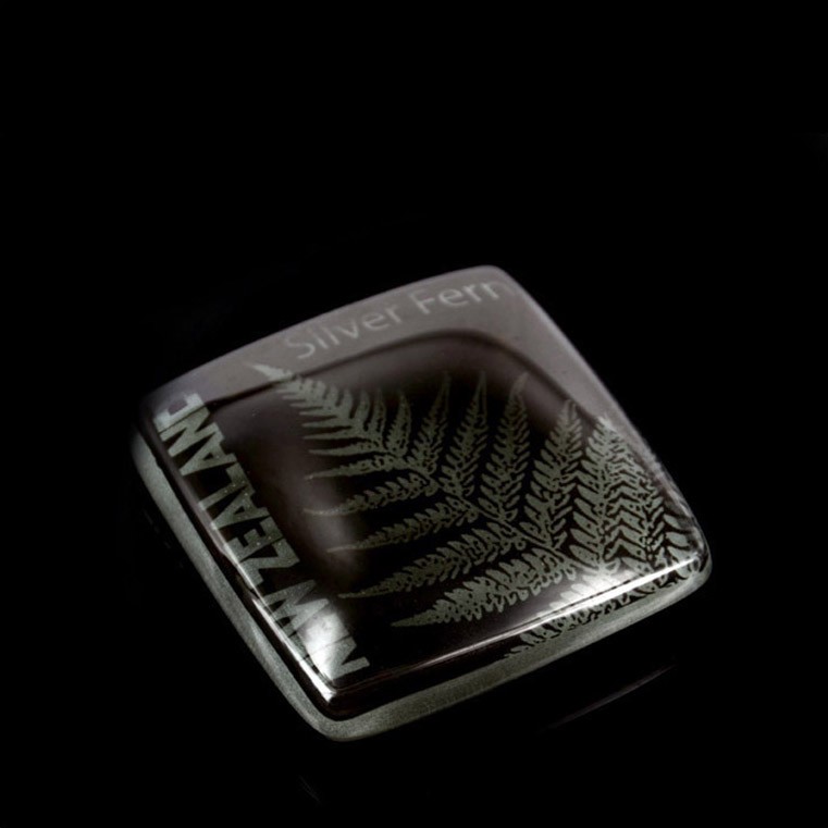 Silver fern glass note weights. Kiwiana glass