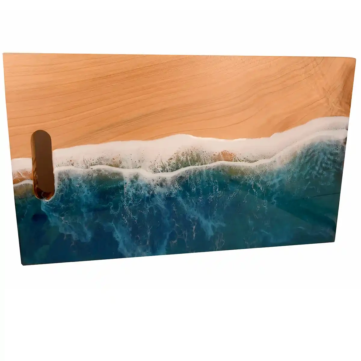Ocean resin art cheese boards from Macrocarpa wood