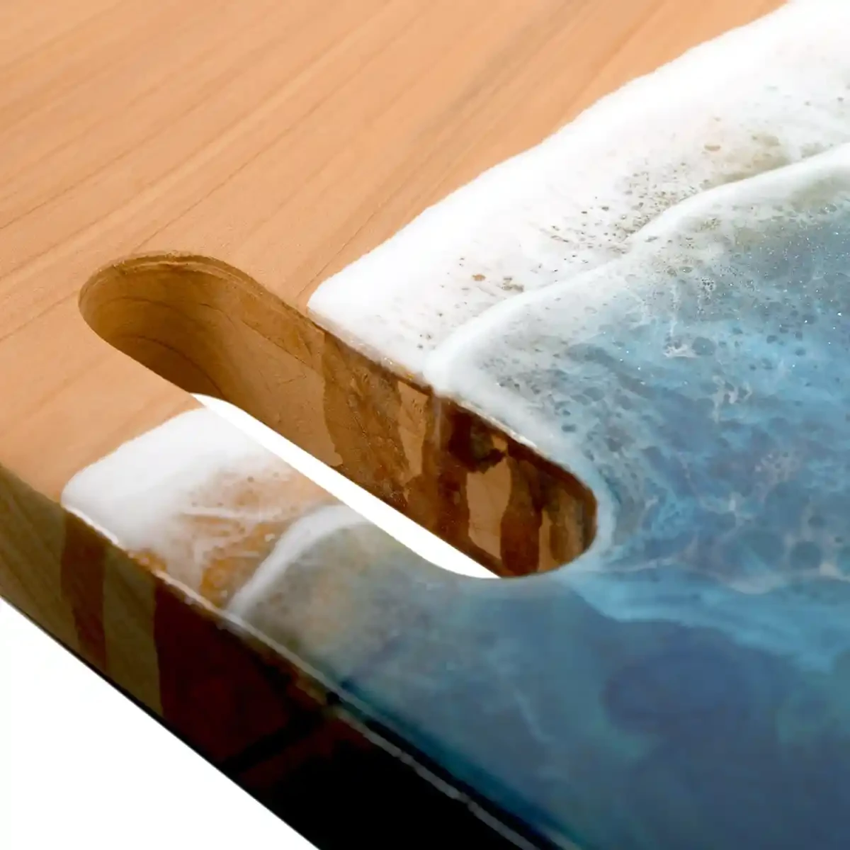 Ocean resin art cheese boards from Macrocarpa wood