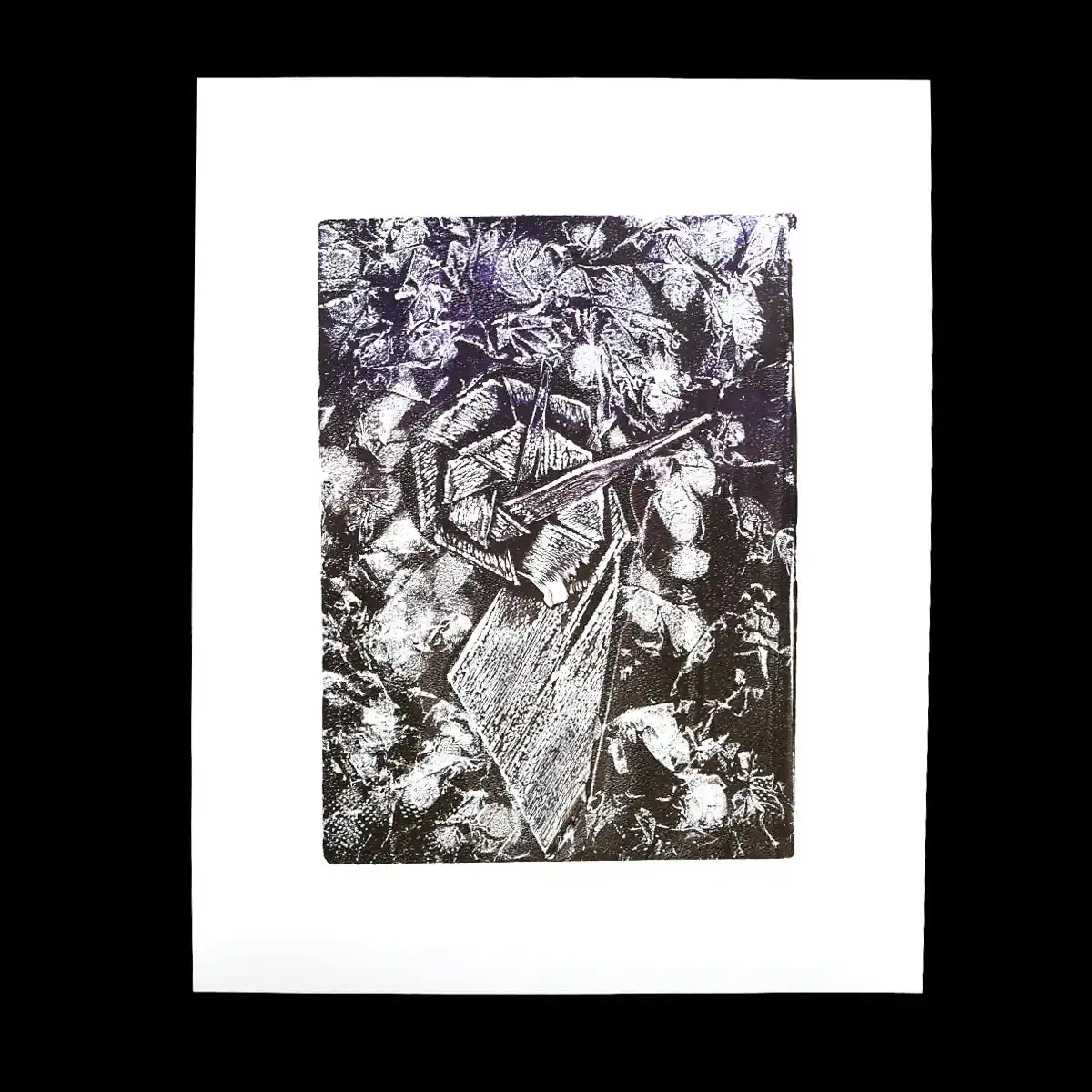 Monotype print of flax flower