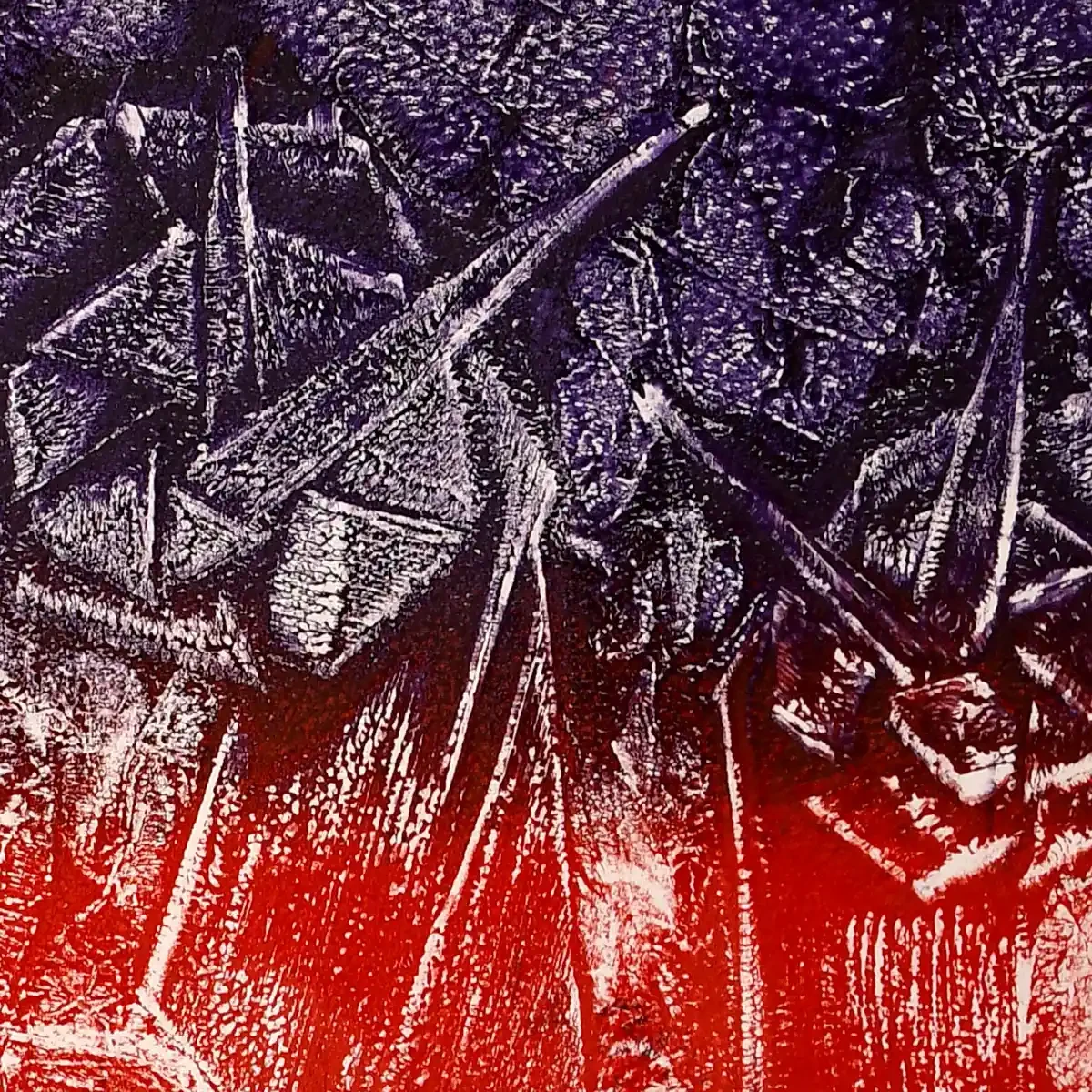 Monotype print of flax flowers