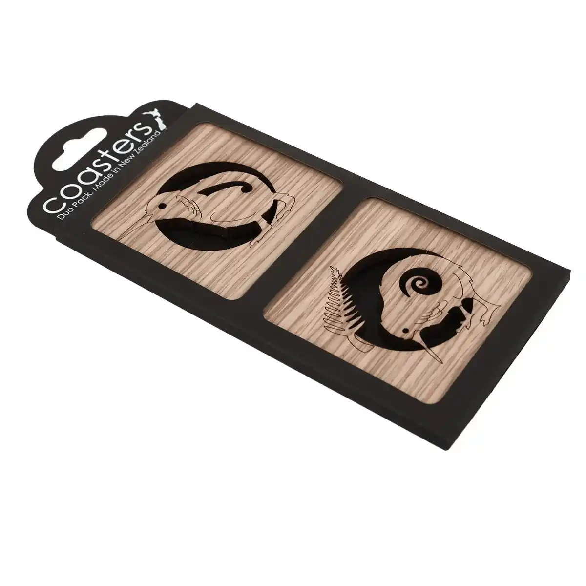 Oak timber coasters with kiwi