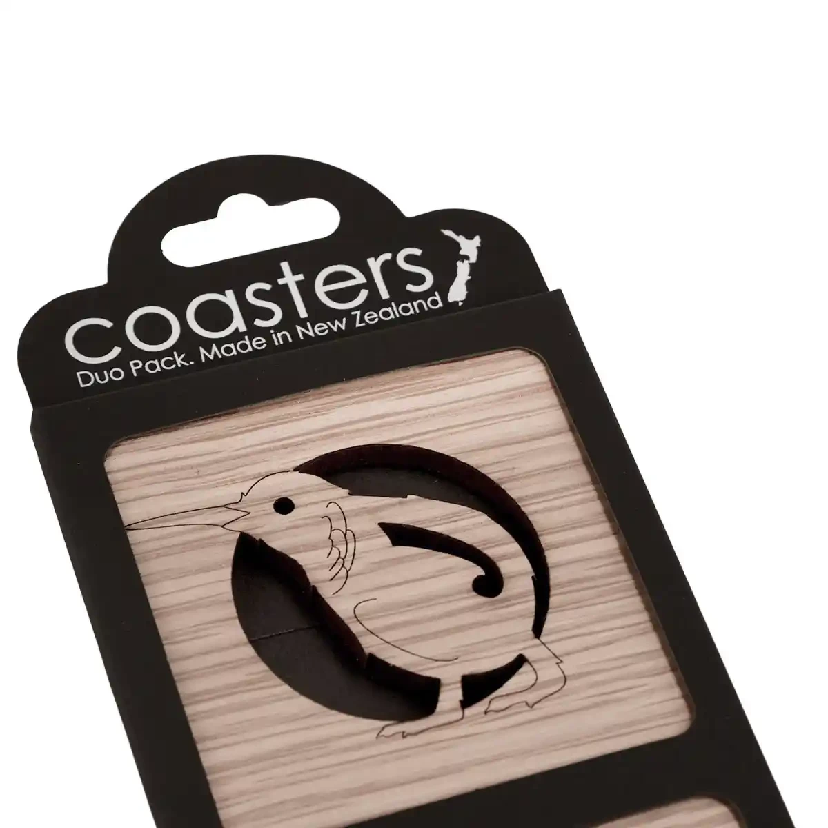 Oak timber coasters with kiwi