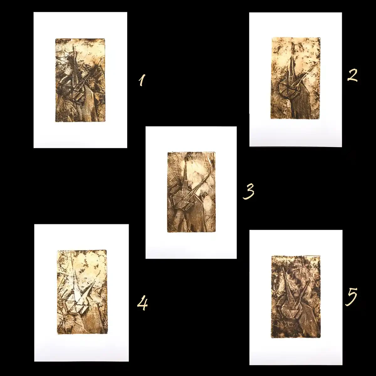 Monotype prints of flax flowers