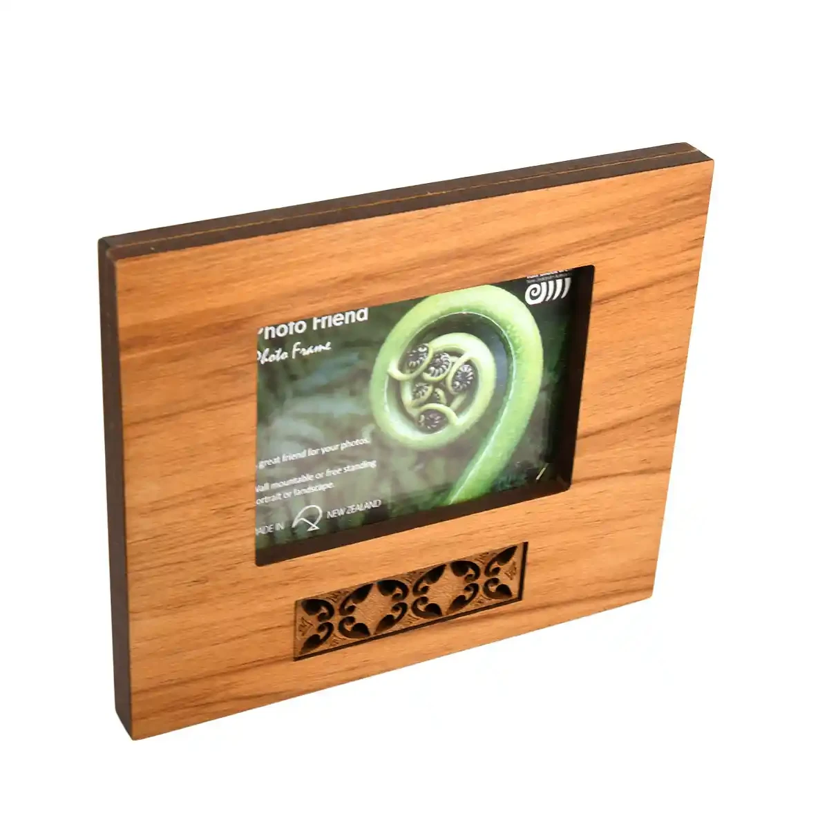 Rimu photo frame with paua laminate