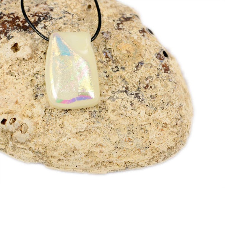 White dichroic glass pendants