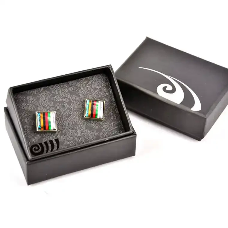 Paua cufflinks with stripes