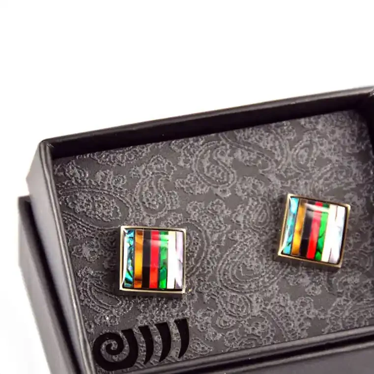 Paua cufflinks with stripes