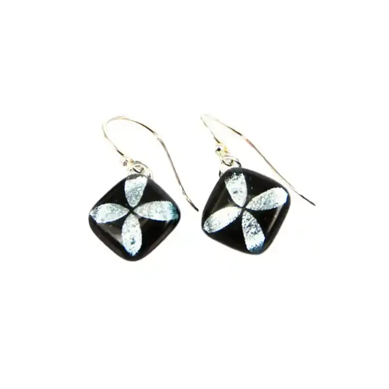 Dichroic glass earrings, tapa design