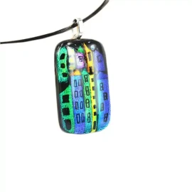 Houses rectangular glass pendant